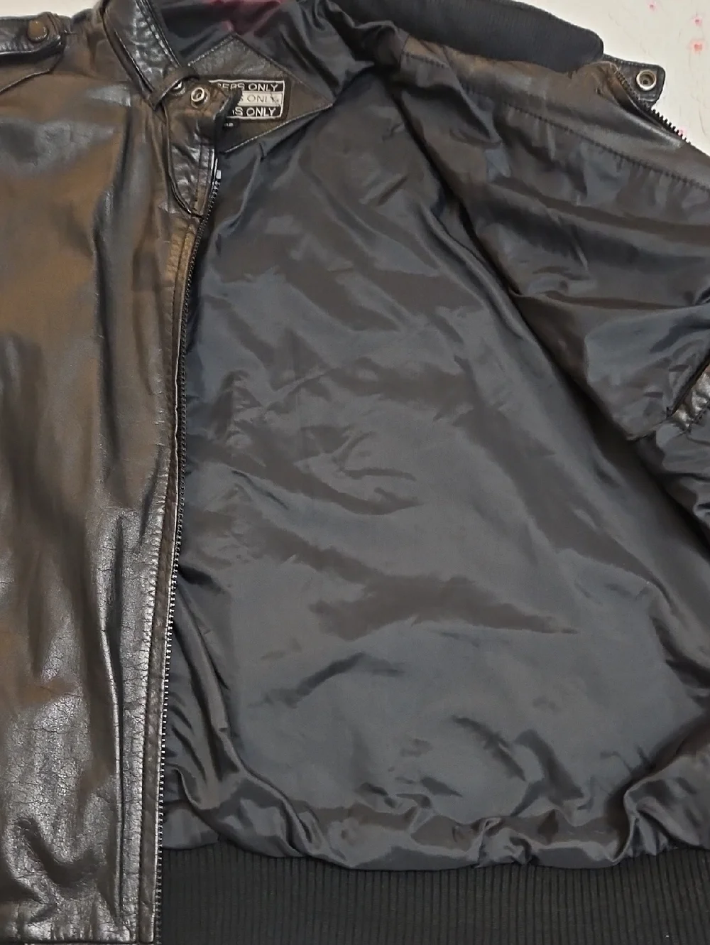 Members Only Vintage 80s Black Leather Bomber Moto Jacket Sz 42 Large Mens